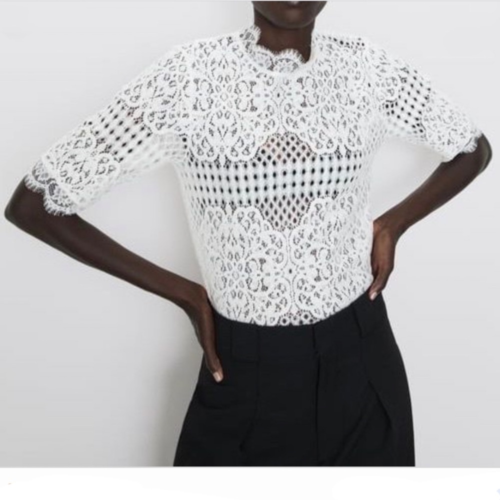 Zara lace white top